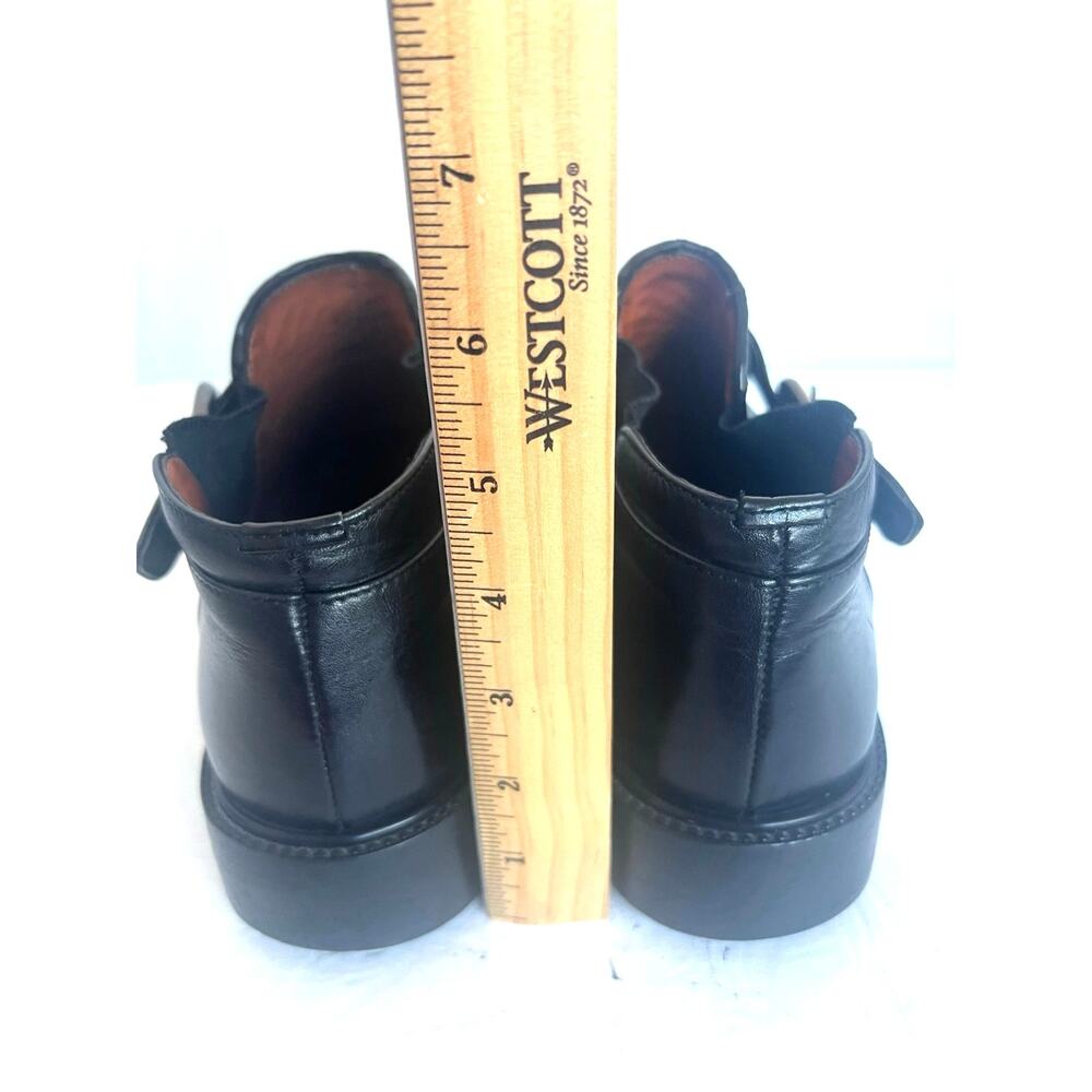 Massaro Paris Vintage Boots Women 9.5 Black‎ Excellent Woven Leather Ankle Strap - Picture 7 of 11